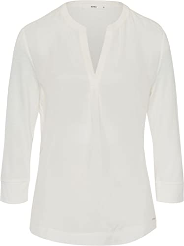 BRAX Damen Style Clarissa Cupro Hybrid Shirt, Off White, 40 EU von BRAX