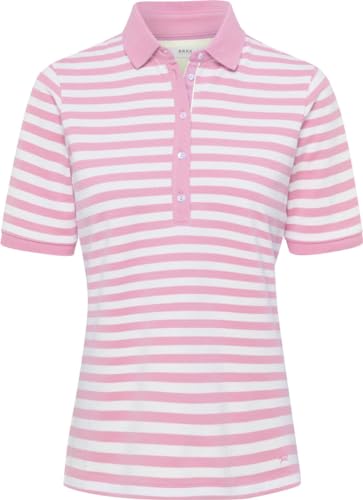 BRAX Damen Style Cleo Polo Piqué Striped Polohemd, ROSA, 46 von BRAX