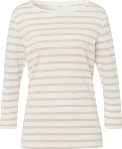 BRAX Damen Style Colletta Interlock Striped Langarmshirt, Light Sand, 40 von BRAX