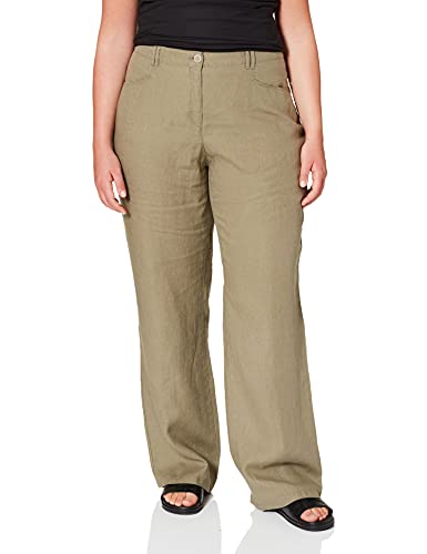 BRAX Damen Style Farina Leinen Hose, Khaki, 26W / 34L (Herstellergröße: 34L) von BRAX