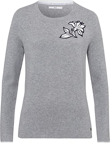 BRAX Damen Style Lisa Rundhalspullover Mit Blusenrücken Pullover, Light Grey, 44 von BRAX