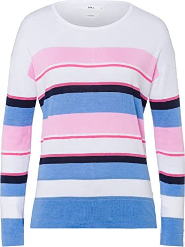 BRAX Damen Style Liz Easy Knit Fancy Striped Gestreifter Damenpullover Pullover, PINK, Large (Herstellergröße: 40) von BRAX