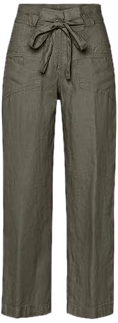 BRAX Damen Style Maine Pure Linen Hose, Khaki, 29W / 32L EU von BRAX