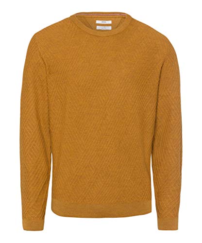 BRAX, Rick, Herren Crew Neck Rundhals Pullover Pulli Mittelstrick Curry 56 von BRAX