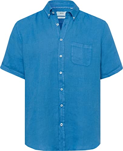 BRAX Herren Style Dan U Linen Garment DYE Herrenhemd aus sommerlichem Leinen mit Button Down Kragen Hemd, Greece, XS von BRAX
