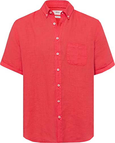 BRAX Herren Style Dan U Linen Garment DYE Herrenhemd aus sommerlichem Leinen mit Button Down Kragen Hemd, Watermelon, XXXL von BRAX