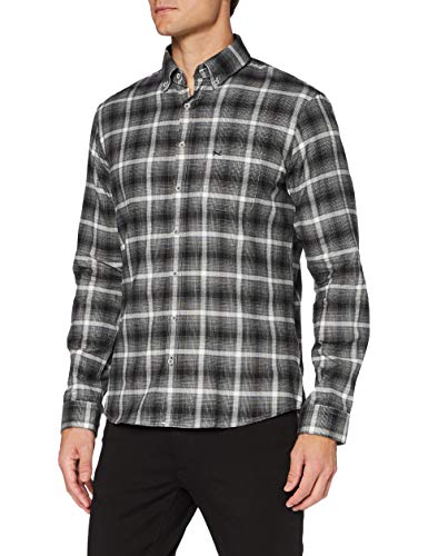 BRAX Herren Style Daniel Check Kariertes Herrenhemd in feiner Flanellqualität Freizeithemd, Black, M von BRAX