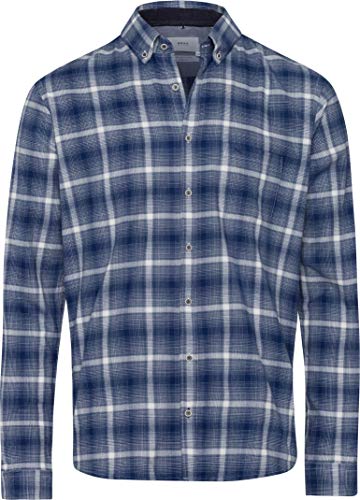 BRAX Herren Style Daniel Check Kariertes Herrenhemd in feiner Flanellqualität Freizeithemd, Navy, XXL von BRAX