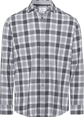 BRAX Herren Style Harold C Light Flanell Check Kariertes Flanellhemd Hemd, Silver, XL von BRAX