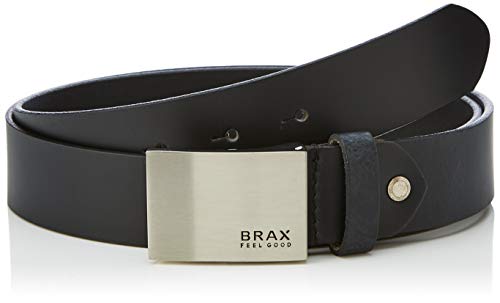 BRAX Herren Style Ledergürtel Uni Koppelgürtel Gürtel, Black, 677 (Herstellergröße: 105) von BRAX