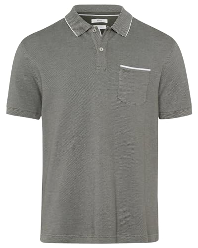 BRAX Herren Style Paddy Two Tone Piqué Poloshirt in Sportiver Optik Polohemd, Olive, L von BRAX