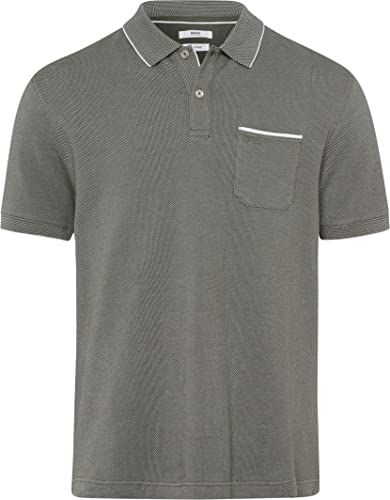 BRAX Herren Style Paddy PIQUÉ Poloshirt in Sportiver Two-Tone-Optik Polohemd, Olive, M von BRAX