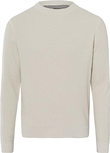 BRAX Herren Style Rick Cotton Blend Structure-Rundhalspullover in moderner Optik Pullover, Broken White, Large von BRAX