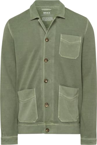 BRAX Herren Style Santiago Overshirt in Trendiger Optik Sweatshirt, Green Tea, M von BRAX