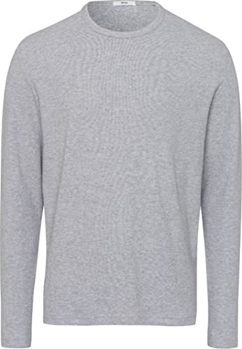 BRAX Herren Style Timon Cotton Blend Structure Softer Jersey-Qualität Langarmshirt, Platin, L von BRAX