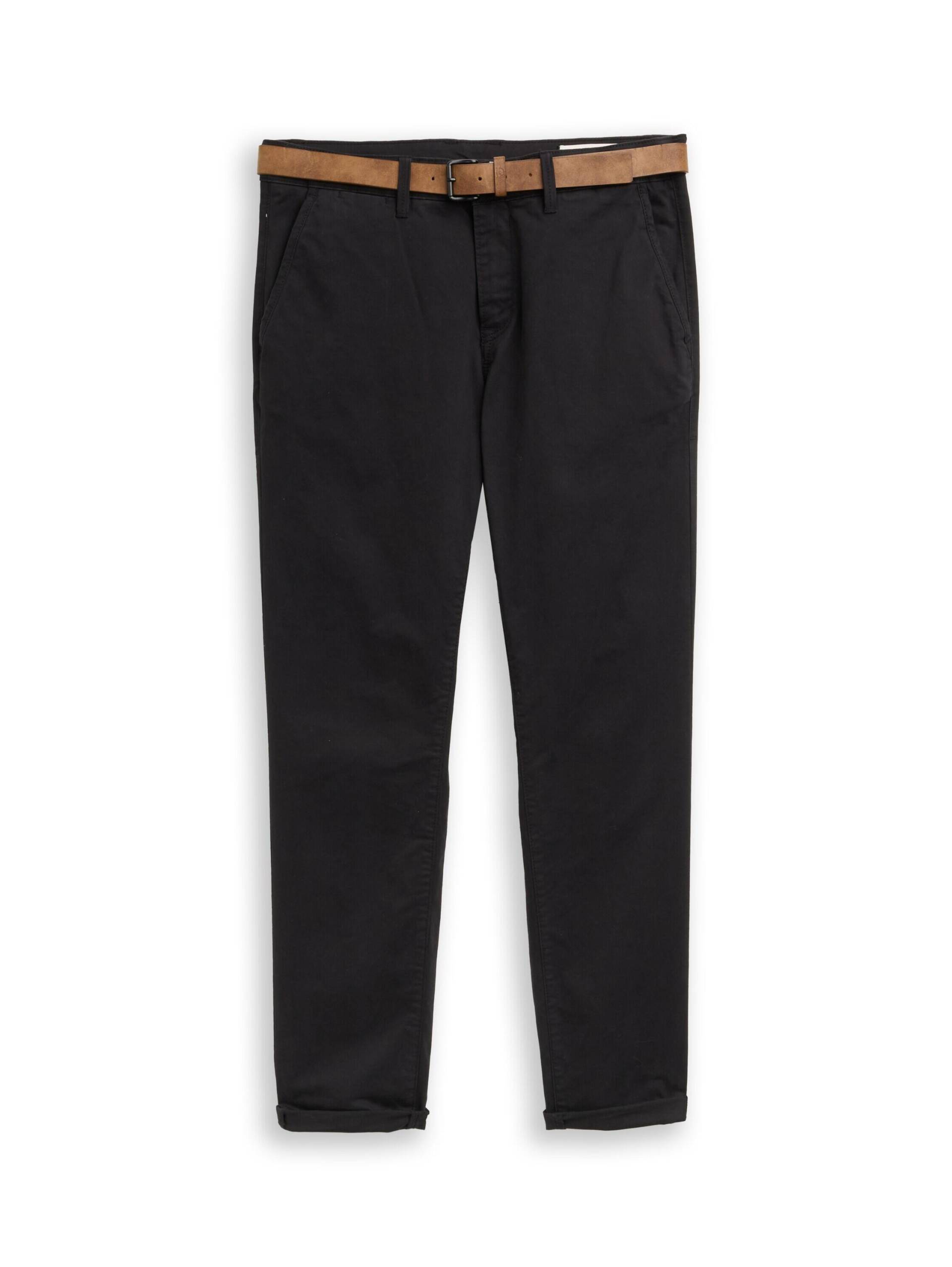 Denim Tom Tailor - Slim Fit Chino Hose mit Gürtel black - Gr. - 30/34 von Denim Tom Tailor