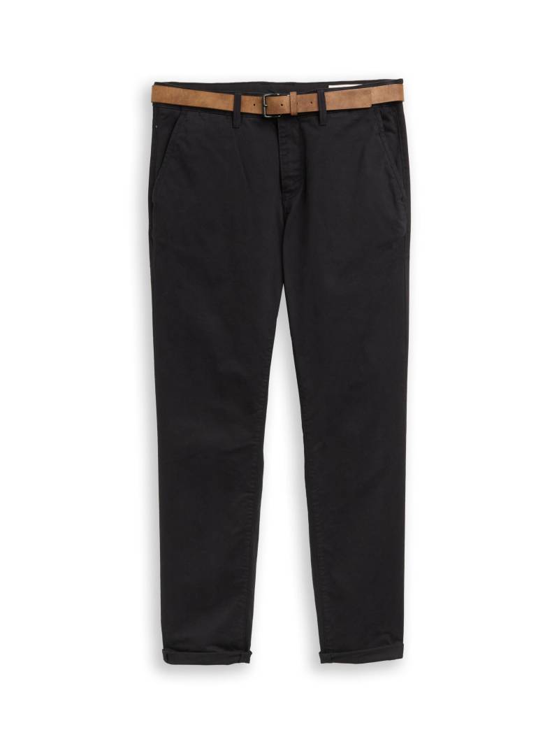 Denim Tom Tailor - Slim Fit Chino Hose mit Gürtel black - Gr. - 30/34 von Denim Tom Tailor
