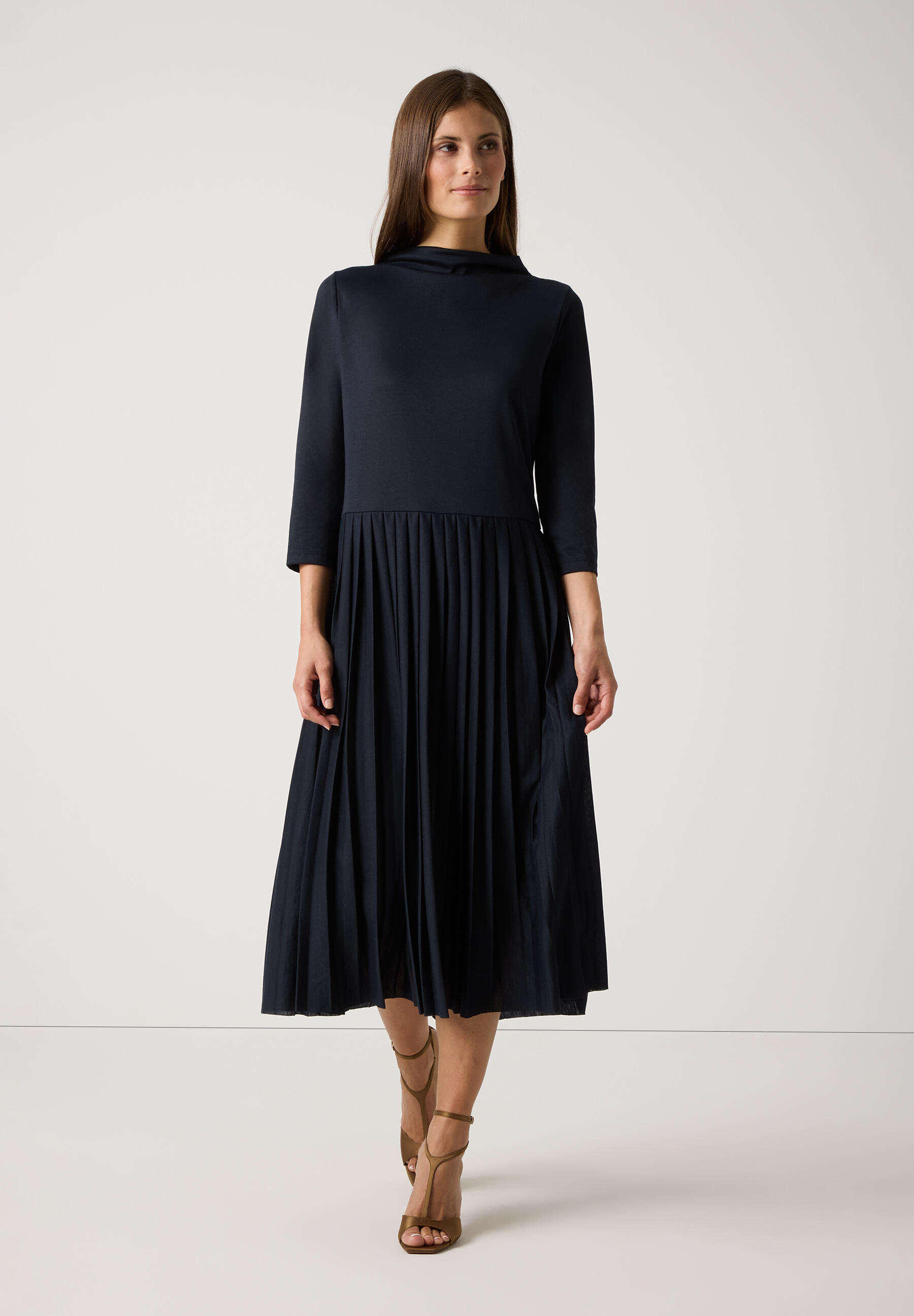 MORE & MORE - Jerseykleid mit Plisseefalten blau - Gr. - 36 von MORE & MORE