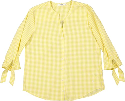 BRAX Velia Damen Halbarm Bluse V-Ausschnitt gelb-weiß kariert (as3, Numeric, Numeric_40, Regular, Regular) von BRAX