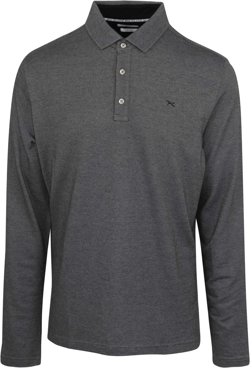 Brax Langarm-Poloshirt Melange Schwarz - Größe 5XL von BRAX