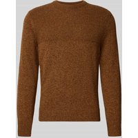Brax Strickpullover mit gerippten Abschlüssen Modell 'RICK' in Camel, Größe L von BRAX