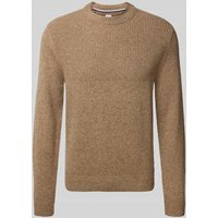 Brax Strickpullover mit gerippten Abschlüssen Modell 'RICK' in Kitt, Größe M von BRAX