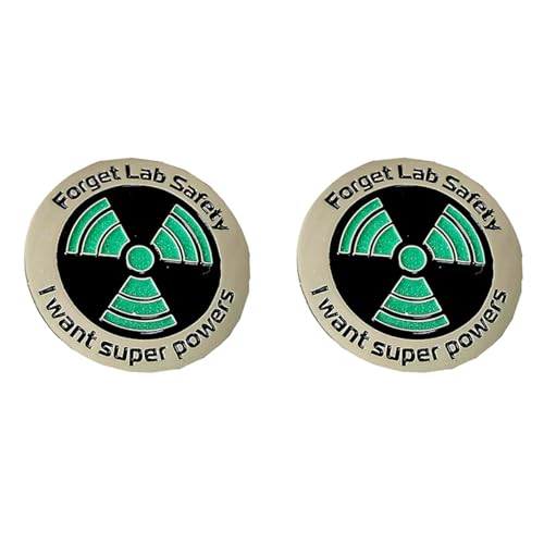BRCUAT 2X Wissenschafts-Emaille-Anstecknadel - Leuchtet im Dunkeln - Forget Lab Safety I Want Super Powers-Anstecknadel, Hutnadel - Lustige Anstecknadel von BRCUAT