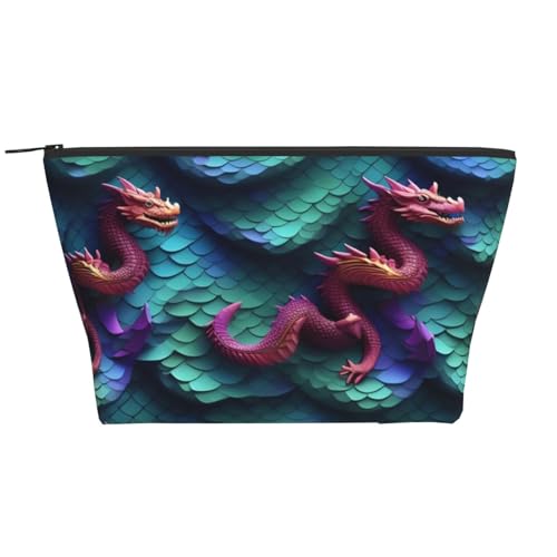 3D Magical Dragon Scales Pattern Print Makeup Organizer Bag Zipper Organizer Bag Travel Portable Handbag Fashion Makeup Bag 3D Magical Dragon Scales Pattern One Size, Magisches von BREAUX