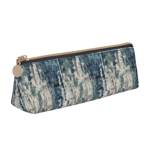 Abstrakte blaue dreieckige Ledertasche, multifunktionale Kosmetiktasche, tragbare Make-up- und Schreibwaren-Aufbewahrungstasche, Weiss/opulenter Garten, Einheitsgröße, Leichtgewichtig von BREAUX