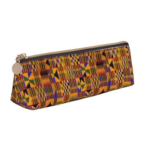 Afrikanische Tribal Ethnische Textur Dreieck Ledertasche Multifunktionale Kosmetiktasche Tragbare Make-up und Schreibwaren Aufbewahrungstasche, Weiss/opulenter Garten, Einheitsgröße, Leichtgewichtig von BREAUX