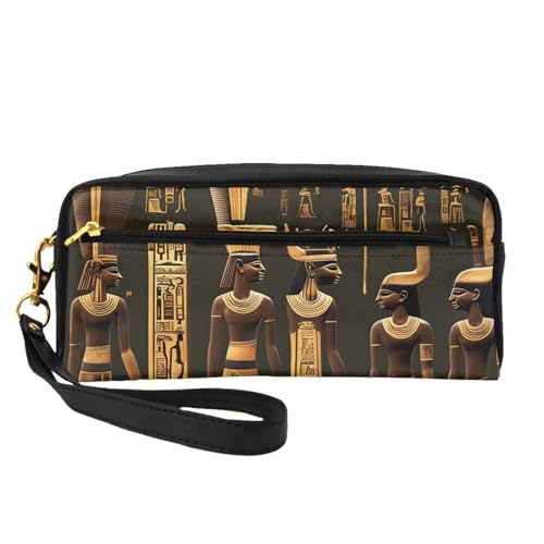 Antike ägyptische Hieroglyphe Leder Tragbare Kosmetiktasche Reise Kosmetiktasche Tägliche Aufbewahrungstasche für Männer und Frauen Antike Ägyptische Hieroglyphe, Einheitsgröße, Antike ägyptische von BREAUX