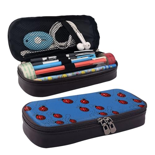 Art Ladybug Tracks Print Leder Klappe Kosmetiktasche Reißverschluss Aufbewahrungstasche Leder Klappe Schreibwaren Tasche Schwarz Einheitsgröße, Schwarz , Einheitsgröße von BREAUX