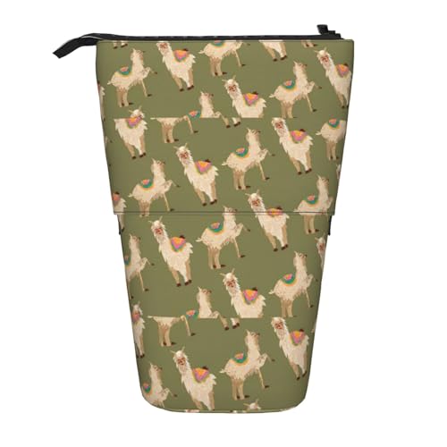 BREAUX Alpaka-Druck Vertikales einziehbares Federmäppchen, modische Geldbörse, multifunktionale Aufbewahrungstasche von BREAUX