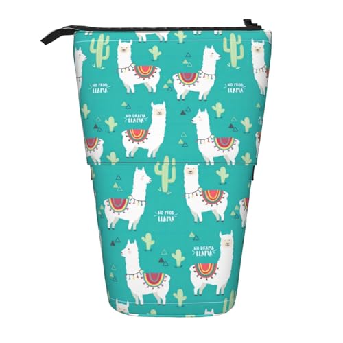 BREAUX Alpaka-Kaktus-Druck, vertikales einziehbares Federmäppchen, modische Geldbörse, multifunktionale Aufbewahrungstasche von BREAUX