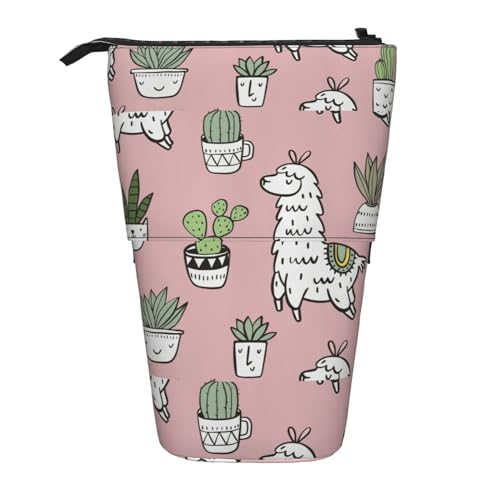 BREAUX Alpaka- und Kaktus-Druck, vertikales einziehbares Federmäppchen, modische Geldbörse, multifunktionale Aufbewahrungstasche von BREAUX