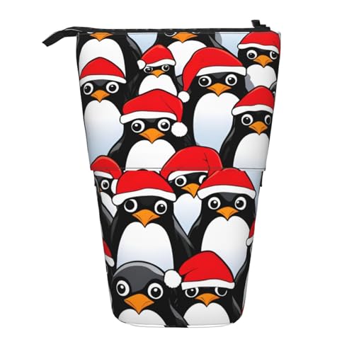 BREAUX Bunte handgezeichnete Federn auf weißem Druck, vertikaler Organizer, tragbare Aufbewahrungstasche, Kosmetiktasche mit Reißverschluss, Weihnachts-Pinguine, Einheitsgröße, BREAUX Bunte handgezeichnete Federn auf weißem Druck, vertikaler Organizer, tragbare Aufbewahrungstasche, Kosmetiktasche mit Reißverschluss, Weihnachts-Pinguine, Einheitsgröße, von BREAUX