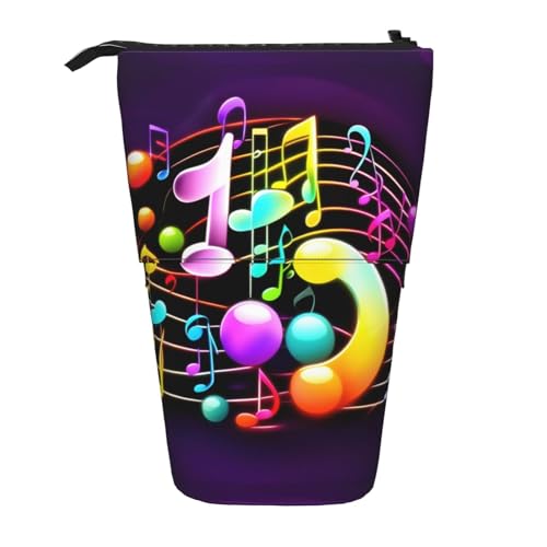 BREAUX Buntes Federmäppchen mit Musiknoten-Druck, vertikal, einziehbar, modische Geldbörse, multifunktionale Aufbewahrungstasche von BREAUX