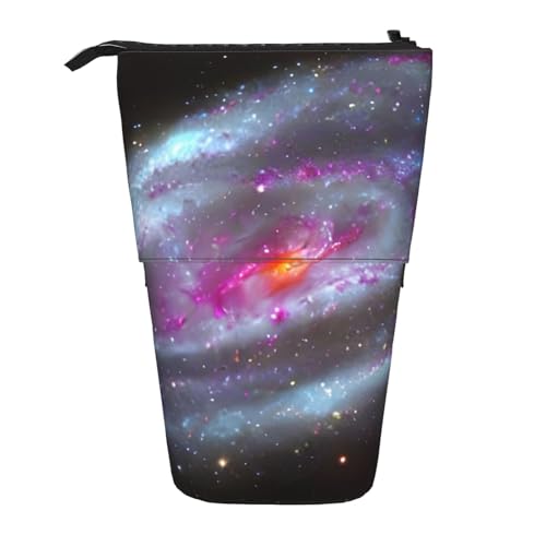 BREAUX Buntes Teleskop-Federmäppchen mit Galaxie-Druck, passend für multifunktionale Bleistift-Make-up-Tasche, Aufbewahrungstasche und Geldbörse, Schwarz, One Size, Modisch von BREAUX