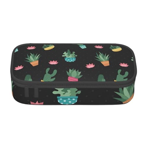 BREAUX Cactus.. Bedruckte Kosmetiktasche mit großem Fassungsvermögen, Kulturbeutel, Schreibwaren-Organizer, schwarz, Einheitsgröße, Blumenmuster, Schwarz , Einheitsgröße, Blumenmuster von BREAUX
