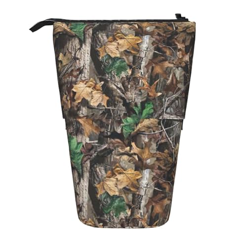 BREAUX Cold Tree Teleskop-Federmäppchen, Camouflage-Druck, geeignet für multifunktionale Bleistift-Make-up-Tasche, Aufbewahrungstasche und Geldbörse, Schwarz, One Size, Modisch von BREAUX