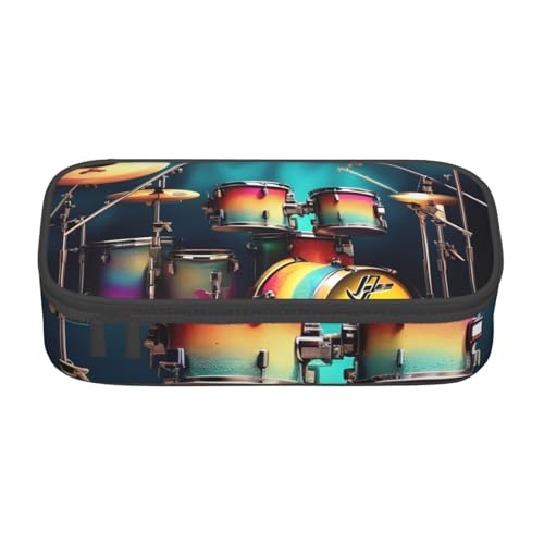 BREAUX Cool Drums Set Bedruckte Kosmetiktasche mit großem Fassungsvermögen, Kulturbeutel, Schreibwaren-Organizer, Schwarz, Einheitsgröße, Blumenmuster, Schwarz , Einheitsgröße, Blumenmuster von BREAUX