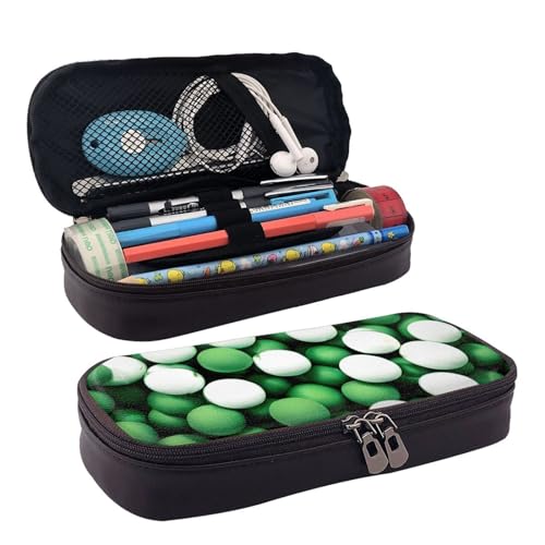 BREAUX Federmäppchen, Kosmetiktasche, Reißverschluss, Lederklappe, Schreibwaren-Tasche, mit Fußballmotiv, Weiß / Grün, Schwarz , Einheitsgröße von BREAUX