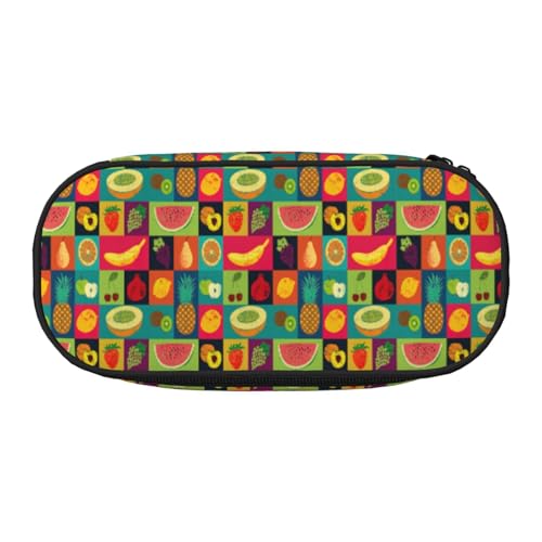 BREAUX Federmäppchen, Kunst-Stil, Obstdruck, 300D-Oxford-Stoff, Doppelkopf-Reißverschluss, Kosmetik- und Organizer von BREAUX