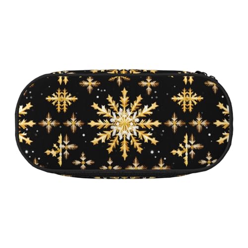 BREAUX Federmäppchen, Motiv: Goldene Weihnachts-Schneeflocke, 300D-Oxford-Stoff, Doppelkopf-Reißverschluss, Kosmetik- und Organizer von BREAUX