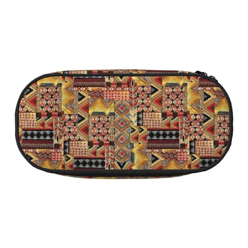 BREAUX Federmäppchen aus afrikanischem Textil, Patchwork-Druck, 300D-Oxford-Stoff, Doppelkopf-Reißverschluss, Kosmetik- und Organizer von BREAUX