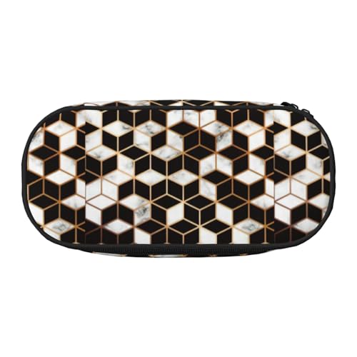 BREAUX Federmäppchen mit 3D-Marmor-Muster, 300D-Oxford-Stoff, Doppelkopf-Reißverschluss, Kosmetik und Organizer von BREAUX