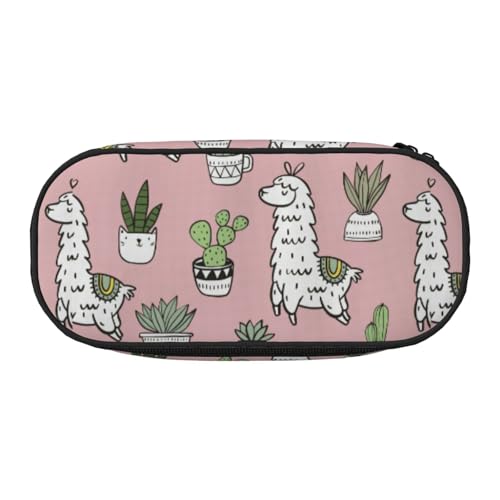 BREAUX Federmäppchen mit Alpaka- und Kaktus-Druck, 300D-Oxford-Stoff, Doppelkopf-Reißverschluss, Kosmetik- und Organizer von BREAUX