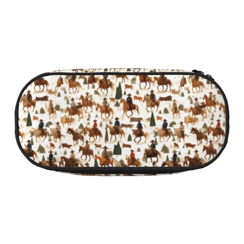 BREAUX Federmäppchen mit Cowboy-Aufdruck, 300D-Oxford-Stoff, Doppelkopf-Reißverschluss, Kosmetik- und Organizer von BREAUX