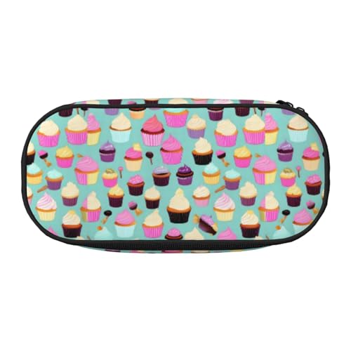 BREAUX Federmäppchen mit Cupcake-Motiv, 300D-Oxford-Stoff, Doppelkopf-Reißverschluss, Kosmetik- und Organizer von BREAUX