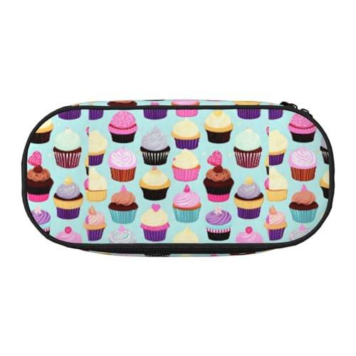 BREAUX Federmäppchen mit Cupcake-Motiv, 300D-Oxford-Stoff, Doppelkopf-Reißverschluss, Kosmetik- und Organizer von BREAUX